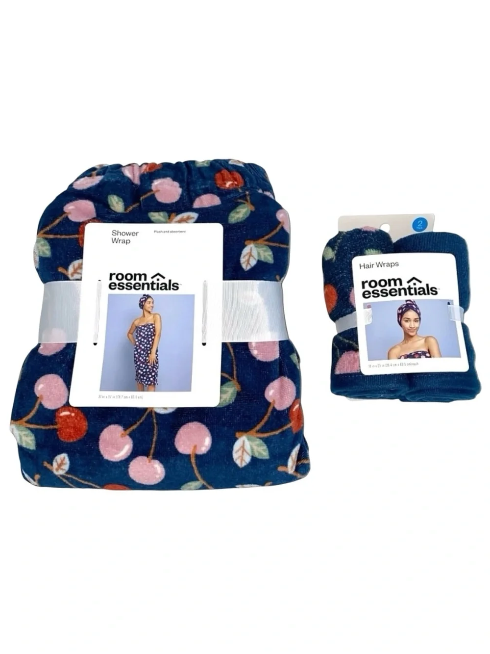 Cherries Shower Wrap and Hair Wrap Bath Towel